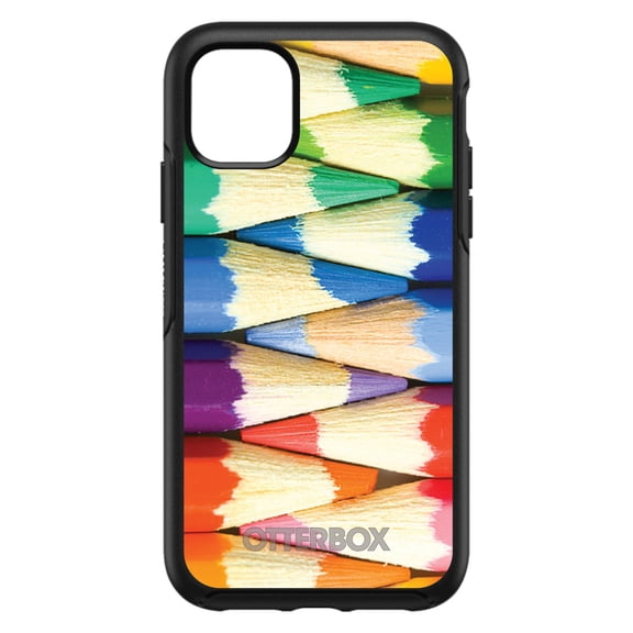 DistinctInk OtterBox Symmetry Custom Case for Apple iPhone 15 (6.1" Screen) - Rainbow Art Supplies - Wireless Charging Compatible