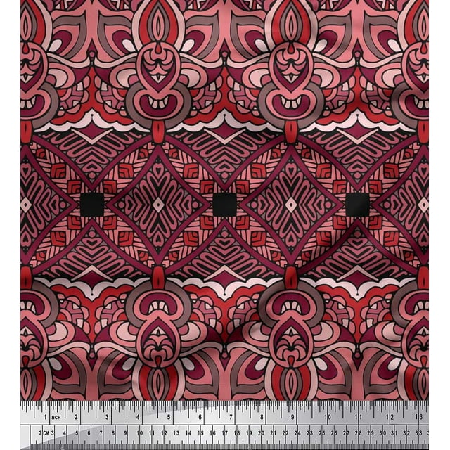 Soimoi Modal Satin Fabric Geometric & Paisley Decorative Print Fabric by Yard 42 Inch Wide