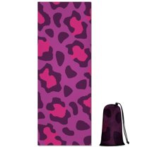 Pink and Black Of Leopard Print Hot Yoga Mat Towel Non Slip for Hot Yoga - Quick-Drying Yoga Mat Cover with 4 Corner Pockets with Travel Bag - Hot Yoga Towel Non Slip 70"x26"