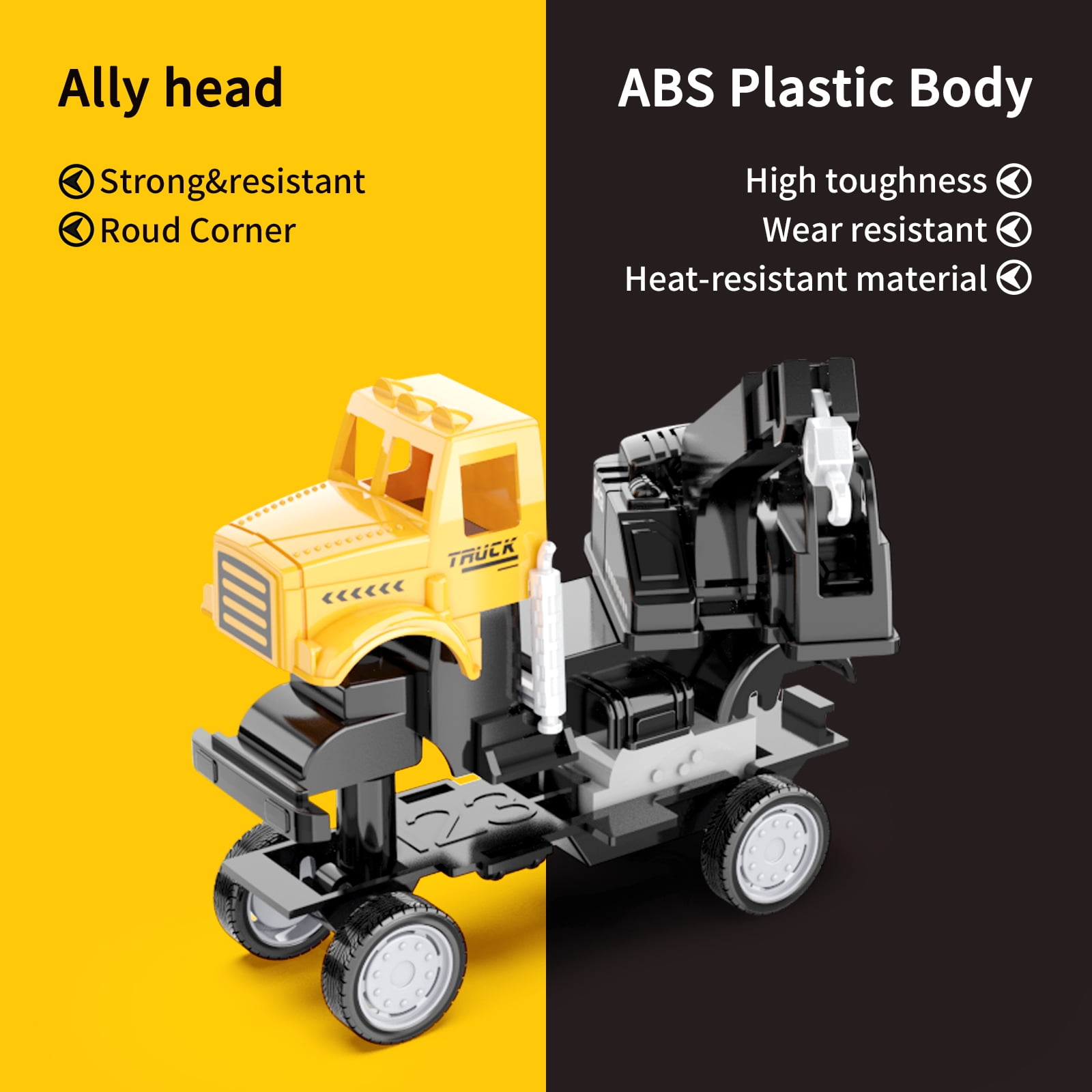 HONGTUO Alloy Mini Construction Vehicles，8Pcs Die-cast ConstructionVehicle Toys Set，Excavators Mixer Truck Bulldozers Forklift Dump Truck Cranes Toys, Pull Back Car Toys for Toddlers Kids Boys & Girls