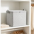 thumbnail image 5 of 32 Gallon Large Grey Checkered Storage Bin Heavy Duty Fabric Box with Clear Window for Clothes Blanket Closet, 5 of 9