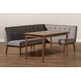 thumbnail image 6 of Baxton Studio Arvid Mid-Century Modern Gray Fabric Upholstered 3-Piece Wood Dining Nook Set, 6 of 7