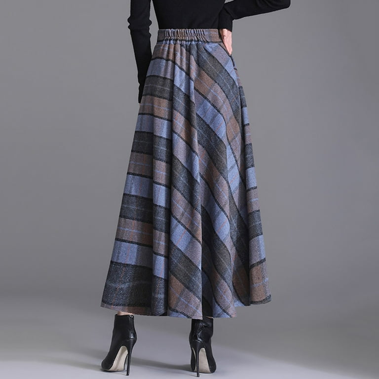 Gray Wool Skirt, A Line Maxi Skirt 4497
