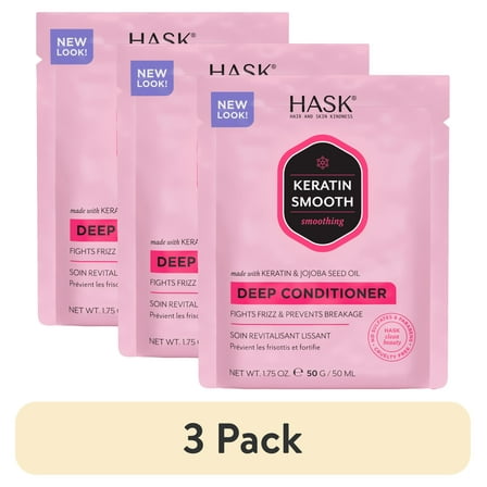 (3 pack) Hask Keratin Smoothing Deep Conditioner, 1.75 oz, Travel Size