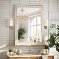 thumbnail image 2 of Anyrose 40.2"x30" Rectangular Wooden Framed Vanity Bathroom Mirror, White, 2 of 5