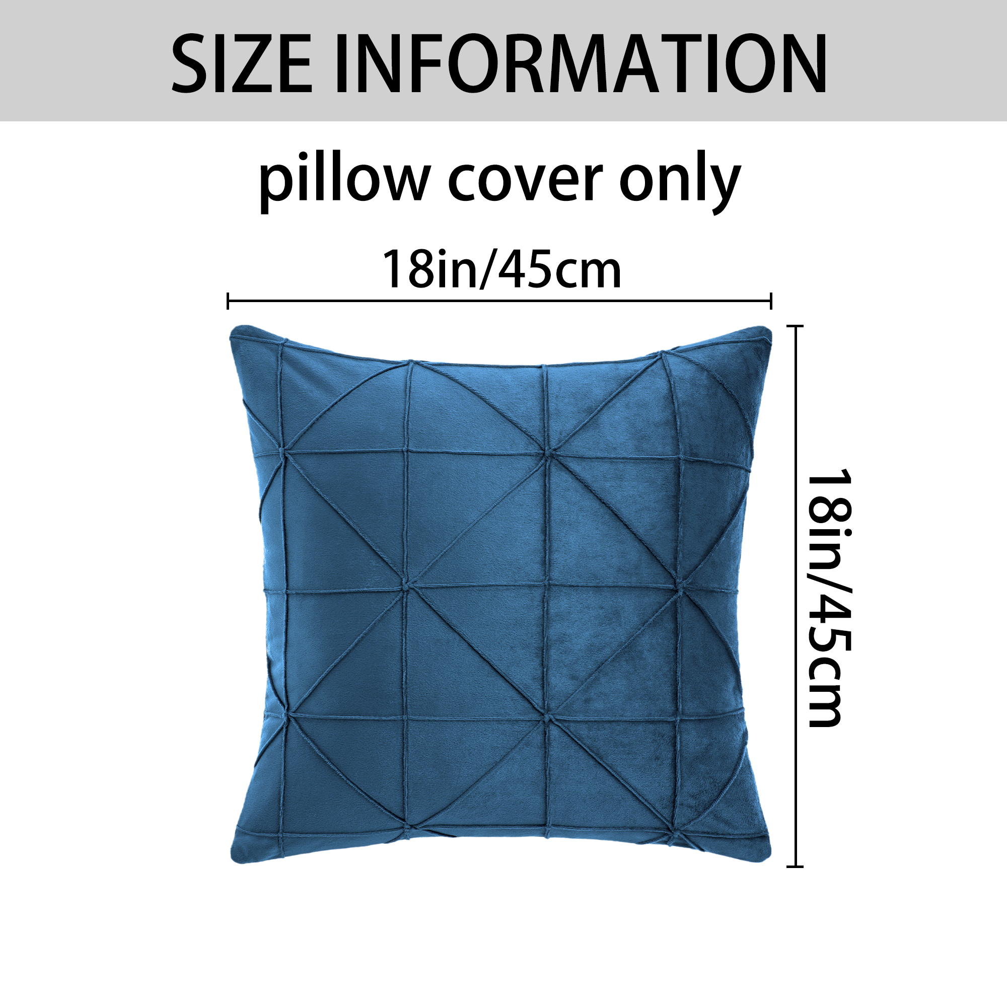 Unique Bargains Pack of 2 Luxury 3D Diamond Velvet Throw Pillow Covers Dark Blue