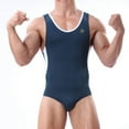 thumbnail image 3 of Wyobmus Men's Sleeveless Bodysuit Color Blocked One Piece Swimsuit Breathable High Stretch Athletic Jumpsuit Romper Navy, 3 of 8