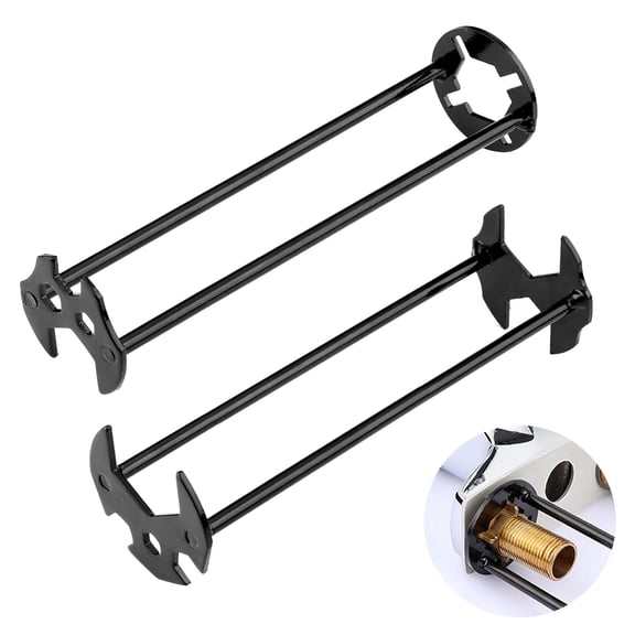 2 Pieces Multifunctional Sink Wrench Faucet Tool, Faucet Wrench for Undermount Sink Four-jaw Hex Spanner, Universal Installation Plumber Tools Set for Kitchen Bathroom Tight Spaces