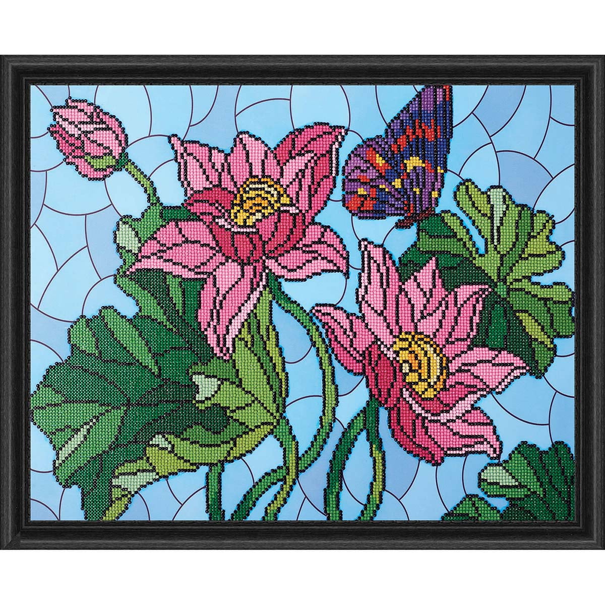 Diamond Art Stained Glass Flower Kit & Frame Diamond Painting