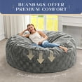 thumbnail image 4 of Hobestluk Bean Bag Chairs Beanbag Chair with Filler Adult Bean Bags with Fluffy Cover, Giant Bean Bag Chairs for Adults for Living Room, Bedroom (Grey, 6FT - 70" x 70" x 15"), 4 of 8