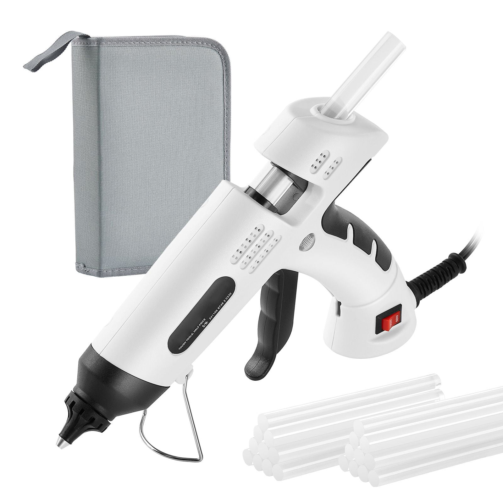 High Temp Mini Glue Gun 60W/100W, 20 Sticks & Pouch, Fast Melting for Arts, DIY, Household Fixes, Portable Design, White