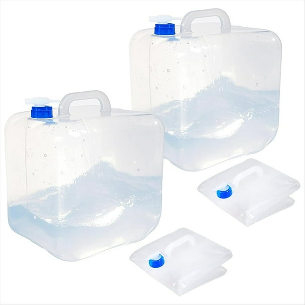Contenedor de Agua Plegable con Grifo, Paquete de 2, de 2.6 Galones, para Acampar, Portátil, para Almacenar Agua