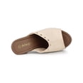 thumbnail image 4 of BLISSFUL STEP Chaussures pour Femmes à Plateforme à Talons Épais à Bout Ouvert à Rivets en Faux Suède Sandales à Enfiler Beige 9.5, 4 of 7