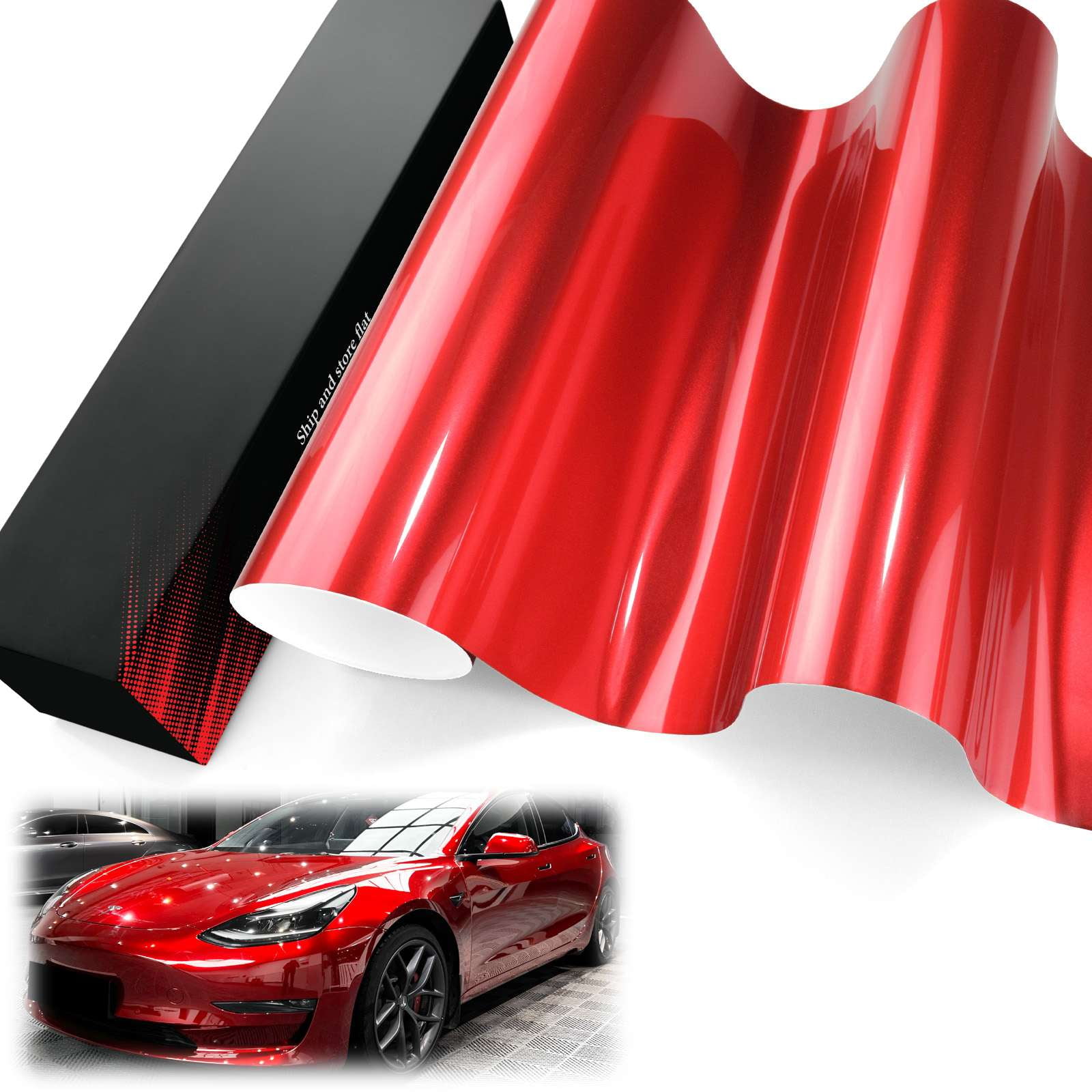 PET Liner Vinyl Super Gloss Metallic Soul Red Automotive Wrap Car