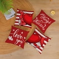 thumbnail image 3 of Happy Valentines Day Pillow Covers 18x18 Set of 4 Red Love Heart Gnomes Velvet Throw Pillow Covers Stripe Love Romantic Pillow Cases Cushion Covers for Sofa Couch Outdoor Decoration(18 Inch), 3 of 5