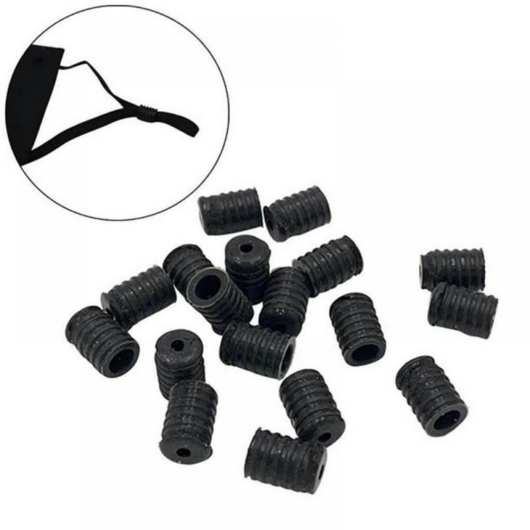 100 PCS Black White Adjustable Soft Elastic String Cords Buckle