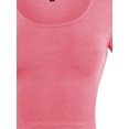 thumbnail image 4 of A2Y Women's Scoop Neck Short Sleeve Basic Crop Top Neon Fuchsia L, 4 of 5