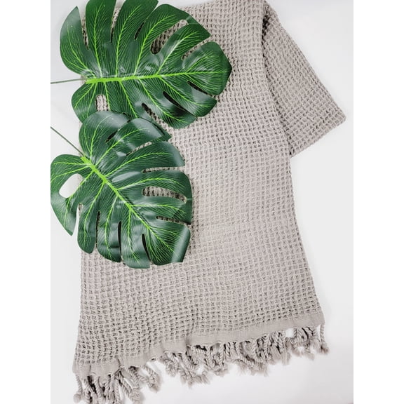 Waffle Towel, Throw Lightweight Quick Dry - Gray