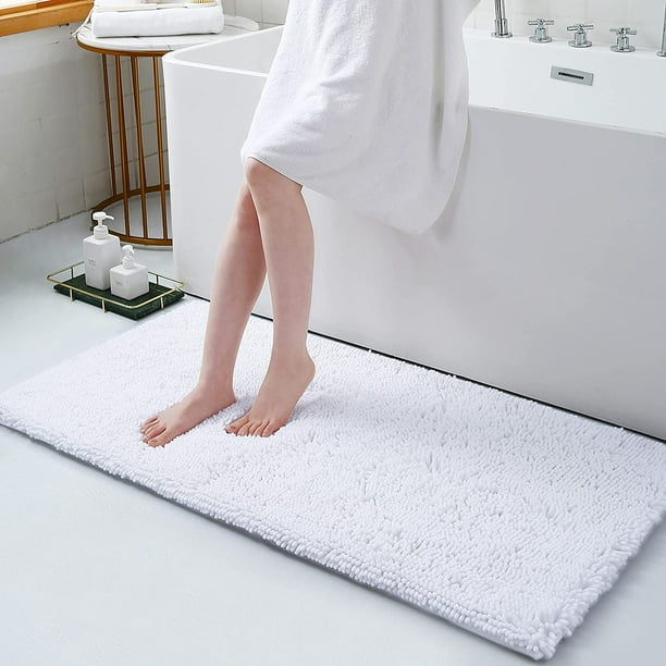 Smiry Soft Chenille Bathroom Rugs 17"x47" Absorbent Shaggy Bath Mat
