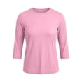 thumbnail image 4 of Wang6 Women 3/4 Sleeve Basic T Shirts Trendy Slim Fit Solid Tops Fall Crew Neck Going out Tees 0702LiPink XL, 4 of 5