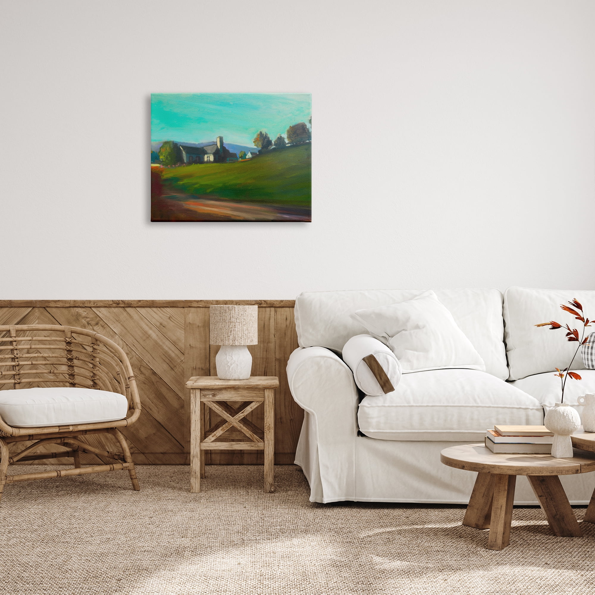 Stupell Industries Rural House Landscape Nature Painting Gallery Wrapped Canvas Print Wall Art, 30 x 24