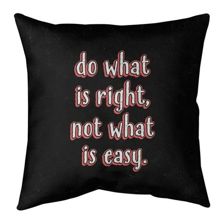 UPC: 0655172420271 | ArtVerse Quotes Do What is Right Quote Chalkboard Style Pillow (w/Rmv Insert)-Spun Poly 16 x 16 Medium