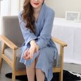 thumbnail image 2 of facefd Women Water Absorption Bath Robe Solid Waffle Bathrobe Spa Home Dress Nightgown, 2 of 5