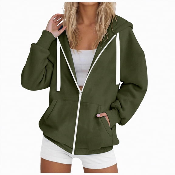 Towmus Lightweight Zip Up Hoodie Women Oversized Sweatshirt Long Sleeve Hooded Y2k Jacket Plus Size Fall Plain Hoodies