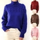 thumbnail image 2 of Suéter casual de mujer de moda europea y americana, jersey de punto suelto de manga larga torcida con cuello de tortuga, ropa de mujer de otoño e invierno, 2 of 5