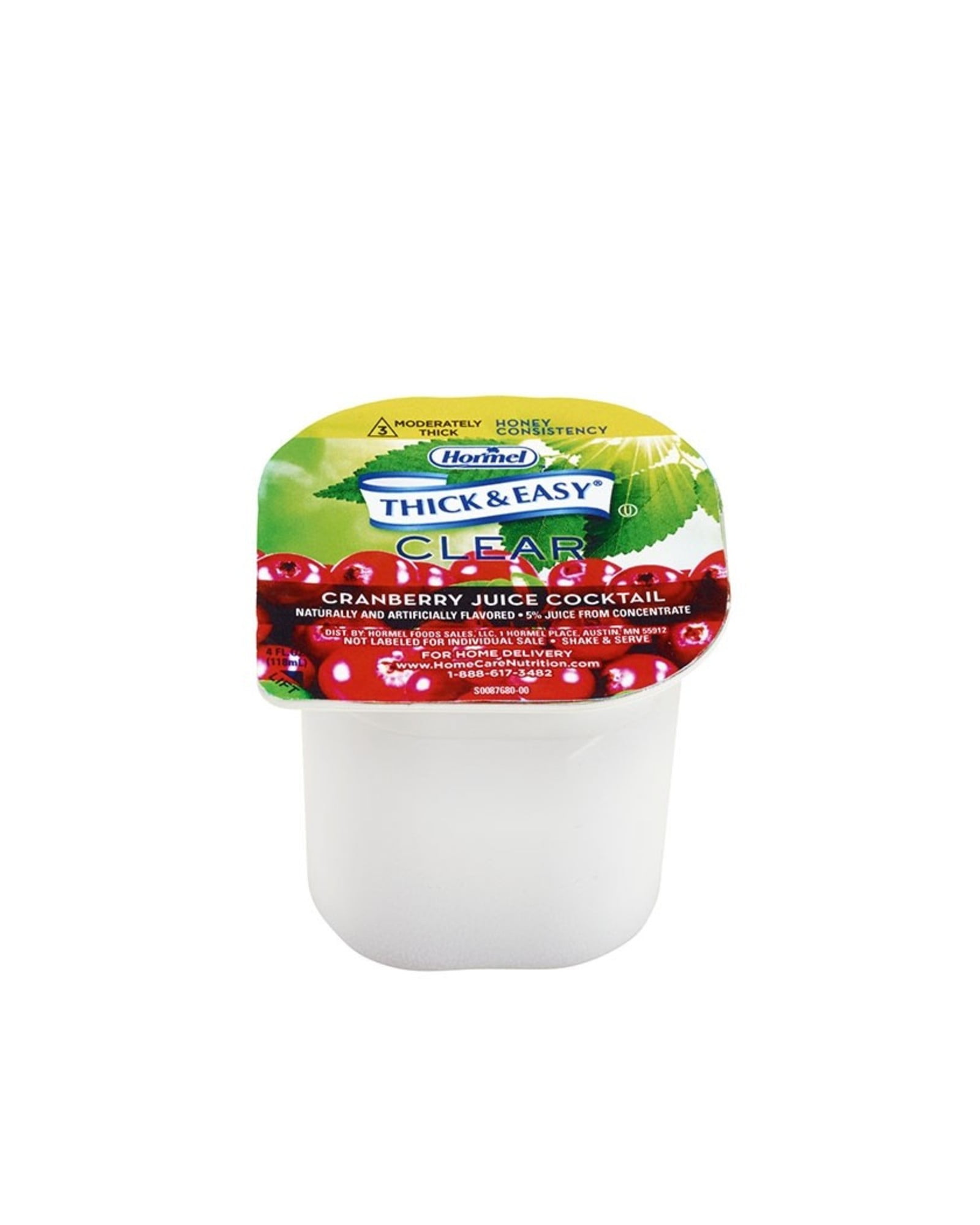 Hormel Food Services Thick & Easy Thickened Beverage: Cranberry, 4 oz, Honey Consistency, 24 Count