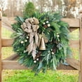 thumbnail image 1 of Couronne de Noël d'Hiver pour Porte d'Entrée Couronnes de Pin Artificielles avec Aiguille en Forme de Pomme de Pin Baies Rouges Fleurs Blanches Décoration Rustique de Ferme pour Fête à la Maison Intérieur Extérieur, 1 of 5