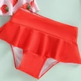 thumbnail image 4 of Gubotare Swimsuit Girls Toddler Little Girls Swimwear Botanical Print Pattern Ruffle Patchwork Bathing Suits Swimdress Beach Wear Two Piece Split Swimsuit 6 12 Months (Red,6-12 Months), 4 of 6