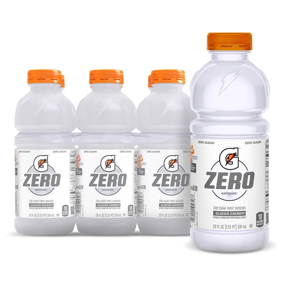 Gatorade Zero Sugar Thirst Quencher Glacier Cherry 20 fl oz, 6 Count Bottles
