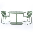 thumbnail image 4 of 3-Piece Outdoor Bistro Set with Oval Table, Green Matte Iron Chairs for Patio and Garden, 4 of 7