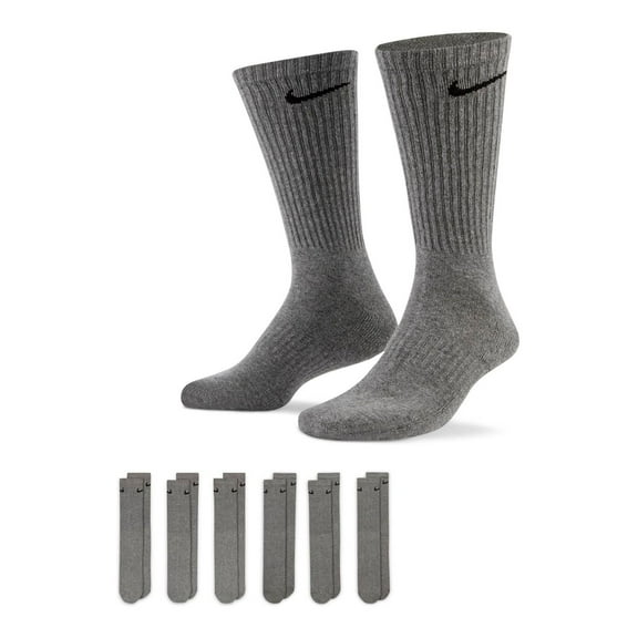 Men's Nike 6-Pack Everyday Cushioned Crew Training Socks Color: Gray Size: 8-12