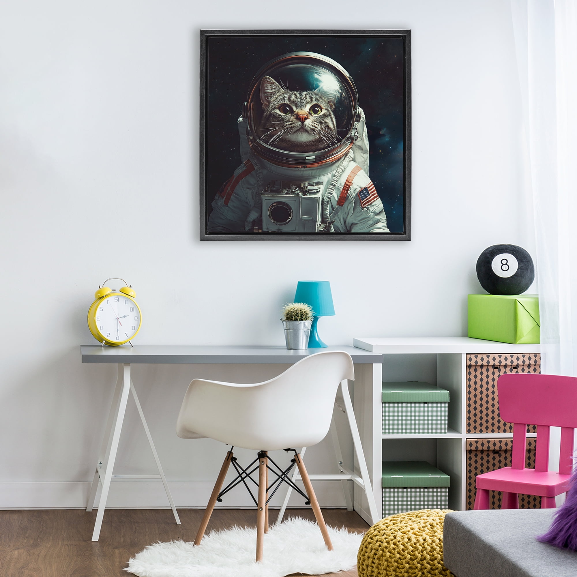 Catstronaut Cat Astronaut Black Framed Floater Canvas Wall Art, design by Jim Baldwin