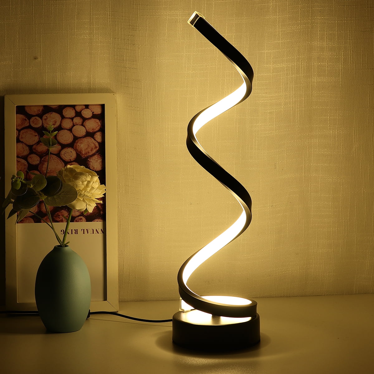 Modern Spiral LED Table Lamp for Bedrooms Living Rooms, Dimmable Desk ...