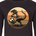 thumbnail image 4 of Inktastic Dinosaur Soccer Retro Sunset Long Sleeve Youth T-Shirt, 4 of 5