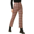thumbnail image 4 of Unique Bargains Women's Plaid Trousers Button Casual Tartan Check Work Pants S Red Black, 4 of 6