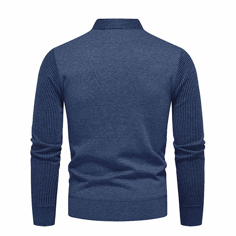 WAENQINLA Men's Striped Fake Two-Piece Shirt Long Sleeve Faux 2