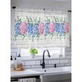 thumbnail image 5 of Sheer Curtains 45 Inch Length, Blue Pink Hydrangea Semi Sheer Curtains Light Filtering Window Treatment, Eucalyptus Leaves Wooden Summer Botanical Privacy Voile Drapes for Living Room 52x45 Inch, 5 of 7