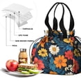 thumbnail image 4 of Pioneer Flower Floral Print Pattern Drawstring Lunch Bag Women - Drawstring Lunch Bag Insulated for Work Office - Stain-Resistant Large Lunchbags for Women with Multi-Pockets, 4 of 6