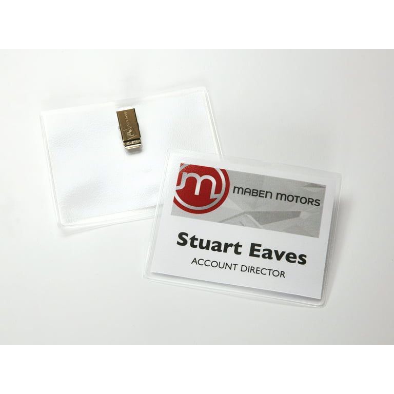 Avery Clip-Style Name Badge Holder with Laser-Inkjet Insert, Top Load, 4 x 3, White, 100-box