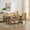 Grey, variant on Set of 4 Solid Wood Rattan-Back Dining Chair, French Country Kitchen Dining Room with Linen Cushion, Perfect for Rustic/Natural Style Accent Dining Room