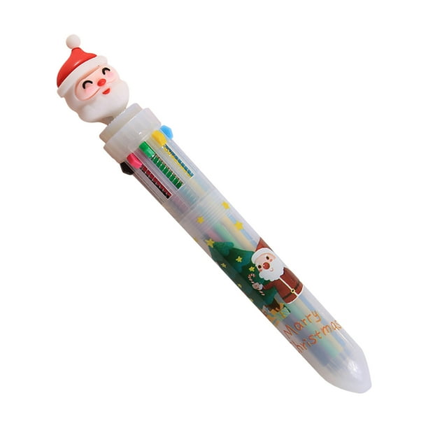 Fiudx Bolígrafo Navideño, Diseño Multicolor de 10 Colores, Tinta de Secado Rápido, Adornos de Animales Extraíbles, Ideal Como Regalo Festivo, Papelería Escolar, Perfecto para Fiestas, Tamaño de 16 Cm