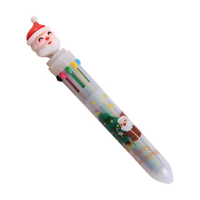 LSLJS Christmas Style 10-color Ballpoint Pen Manually Press Multi-color Ballpoint Pen Student Multi-function Oil Pen Christmas Gift 1ml, Home Accessories