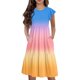 thumbnail image 3 of Girls Summer Dress Tween Dresses Summer Casual Gradient Color Midi Dress with Short Sleeves and Pockets Lightweight and Comfortable ,Sie:100, 3 of 9