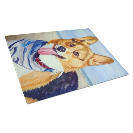 

Caroline s Treasures Corgi Beach Bandana Glass Cutting Board Large
