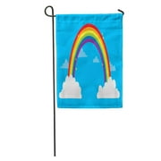 JSDART Blue Arc of Rainbow in The Sky Clouds Colorful Bow Garden Flag Decorative Flag House Banner 28x40 inch