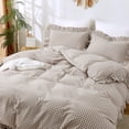 thumbnail image 3 of Tan Queen 90x90 Gingham Duvet Cover Bedding Set, 3 of 8